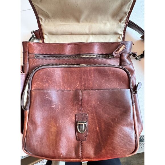 Vintage Bob Timberlake Leather Messenger Briefcase Satchel Brown Laptop Bag - Picture 9 of 9